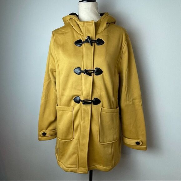 NWT Mustard Yellow Toggle Hooded Coat | Medium | Fall Winter Jacket w/ Pockets L - Picture 14 of 14